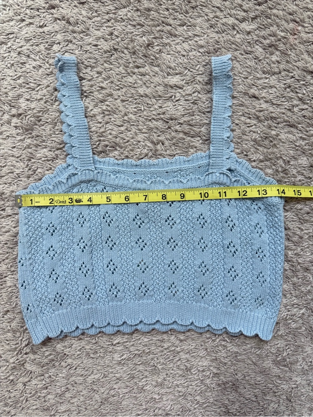 Sky and Sparrow Light Blue Daisy Knit Cropped Tank - Picture 9 of 9